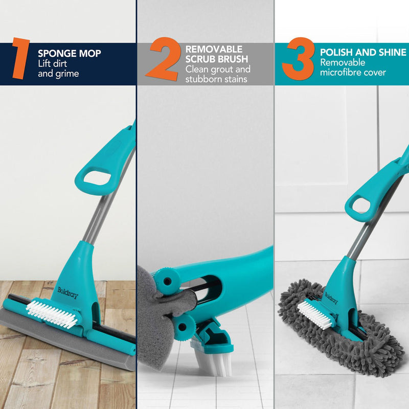 Beldray Deep Clean 3 in 1 Sponge & Scrub Mop Set with Easy Wring Function - CLEANING - MOP & BUCKET - Beattys of Loughrea