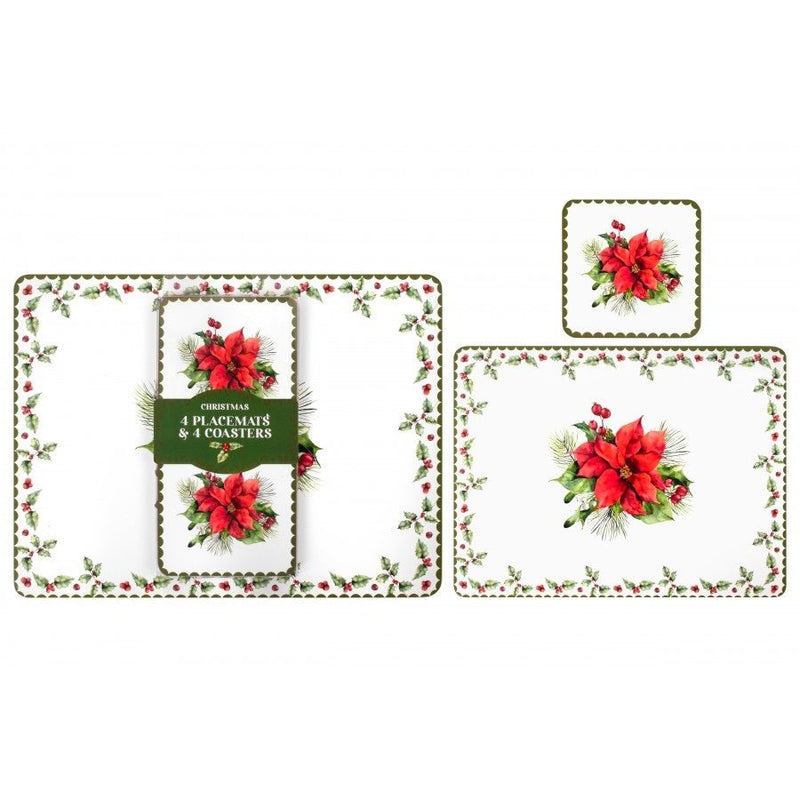 Christmas Holly 4 Pack Placemats & Coasters - TABLEMATS/COASTERS - Beattys of Loughrea