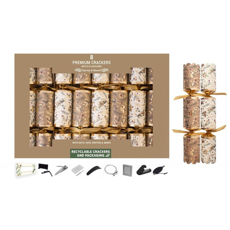 Harvey & Mason 8 Pack of Premium Goldberry Crackers - XMAS ACCESSORIES - Beattys of Loughrea