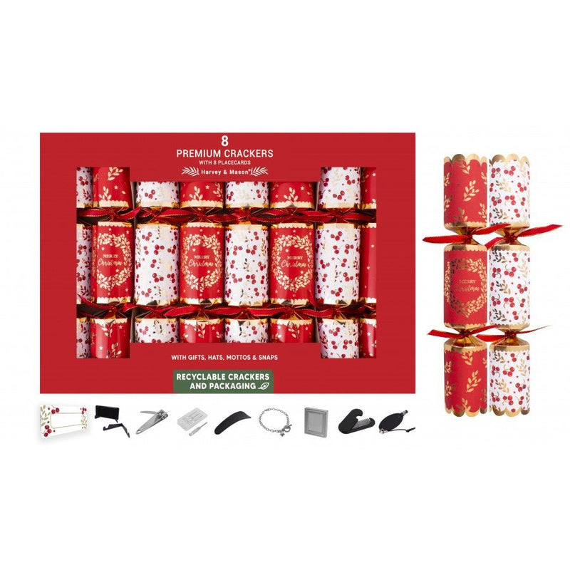 Harvey & Mason 8 pack of Premium Wreath Crackers - XMAS ACCESSORIES - Beattys of Loughrea