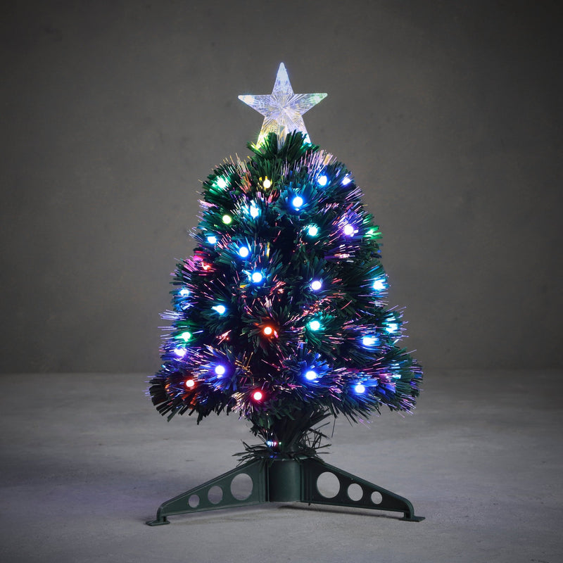 Abbey Fibre Optic 50LED Multicolour Mini Christmas Tree 45cm - XMAS TREE F/O LIGHT UP - Beattys of Loughrea