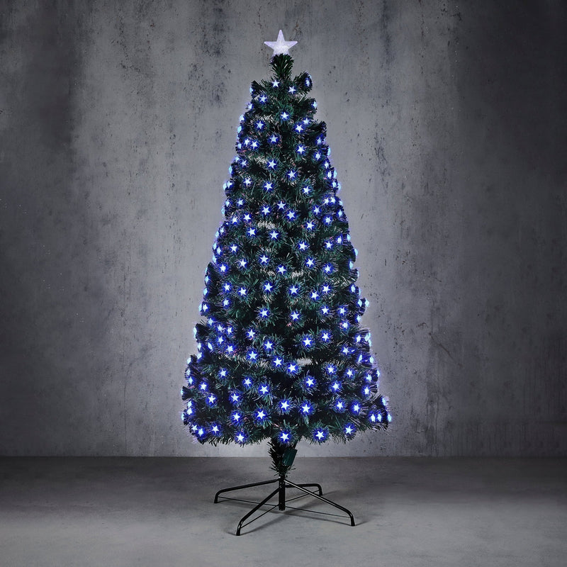 Greenland Fibre Optic Blue Christmas Tree 225LED's 180cm (6ft) - XMAS TREE F/O LIGHT UP - Beattys of Loughrea