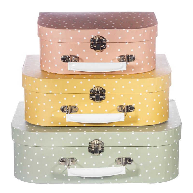 Earth Tones Spotted Mini Suitcases - Set Of 3 - ORNAMENTS - Beattys of Loughrea