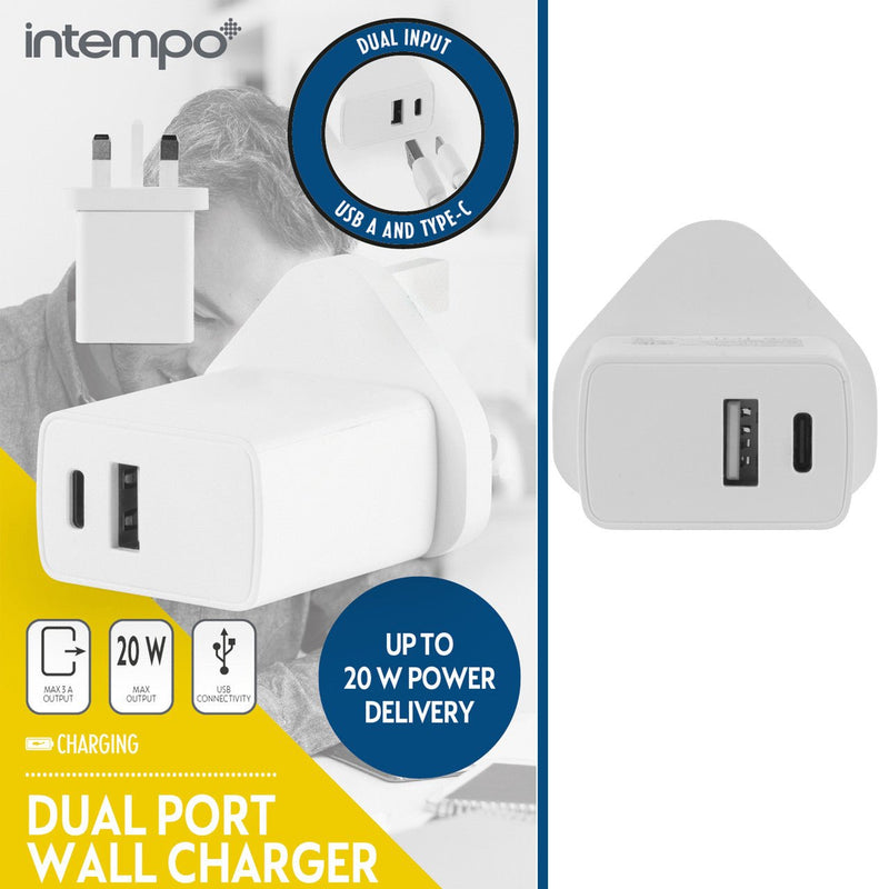 Intempo USB Plug Charger – USB-A & USB Type-C Compatible - USB PC ACCESSORIES - Beattys of Loughrea