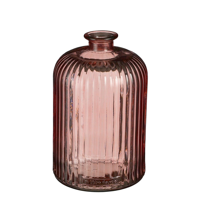 Jessica Bottle Recycled Glass Pink 23 x 15cm - GLASS GIFTWARE - DEC STONES - Beattys of Loughrea