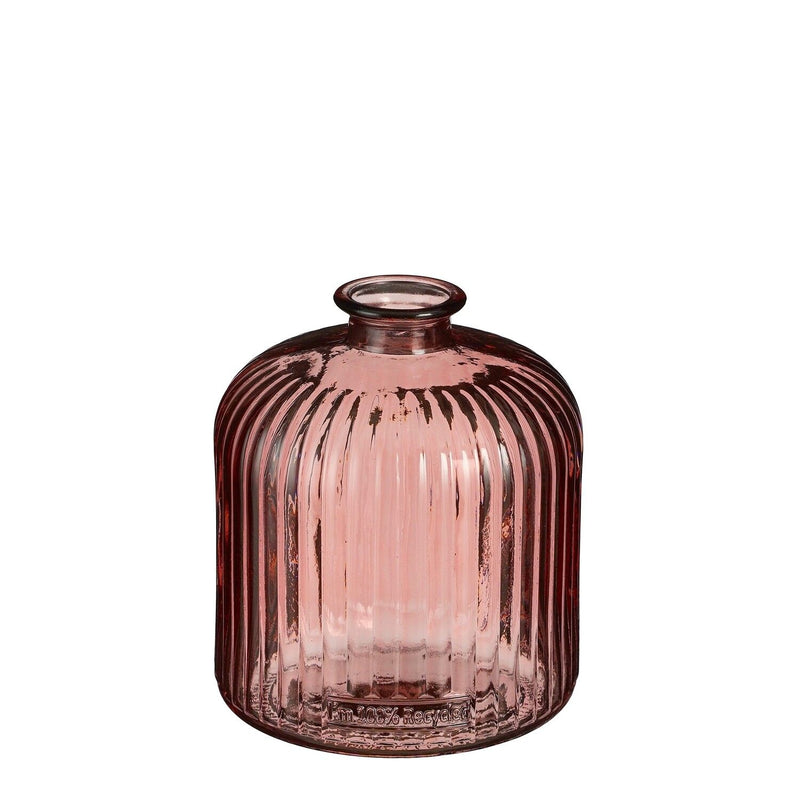 Jessica Bottle Recycled Glass Pink 18 x 16cm - GLASS GIFTWARE - DEC STONES - Beattys of Loughrea