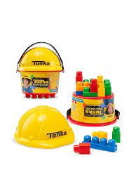 Tonka Hard Hats & Blocks Bucket - CARS/GARAGE/TRAINS - Beattys of Loughrea