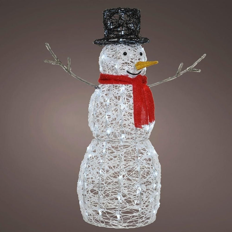 LED Soft Acrylic Snowman - 102cm - Warm White - XMAS LIGHTED OUTDOOR DECOS - Beattys of Loughrea