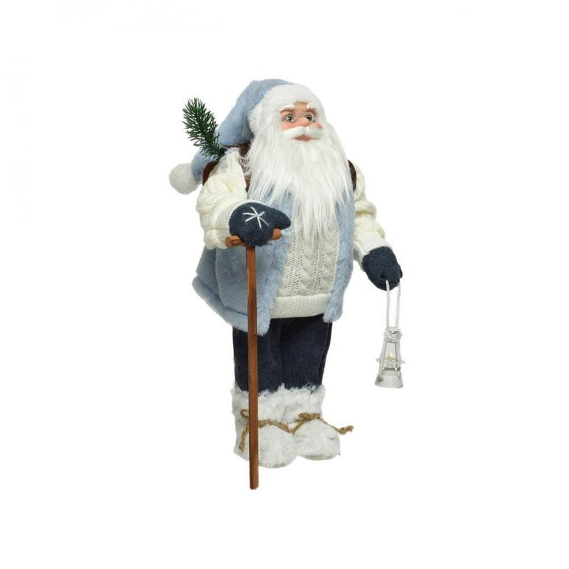 Standing Santa with Blue Fur Trim - 90cm - White/Blue - XMAS SOFT DECOS - Beattys of Loughrea