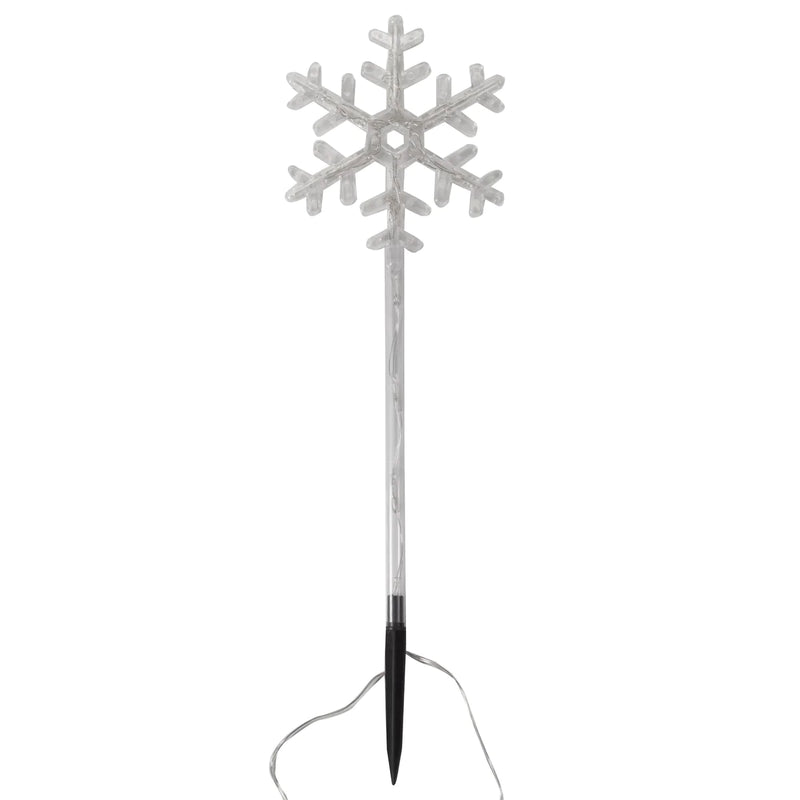 Snow Decor Set of 4 Large Warm White Stake Lights Battery Operated - XMAS LIGHTED OUTDOOR DECOS - Beattys of Loughrea