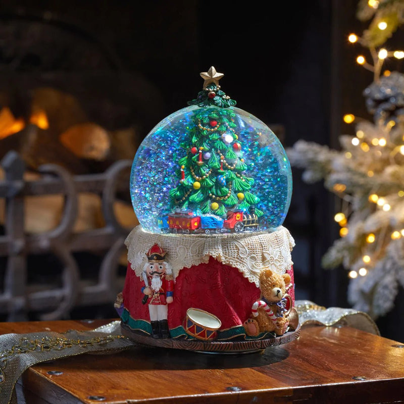 Musical Tree Snow Globe 10cm - XMAS ROOM DECORATION LARGE AND LIGHT UP - Beattys of Loughrea