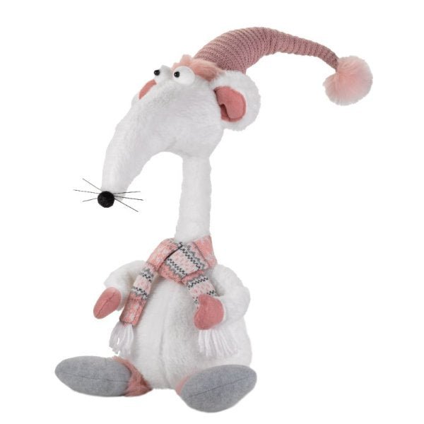 Rat A Louis 67cm - White & Pink - XMAS SOFT DECOS - Beattys of Loughrea