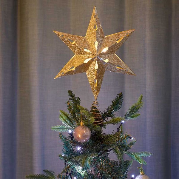 Star Tree Topper - Gold - XMAS ROOM DECORATION LARGE AND LIGHT UP - Beattys of Loughrea