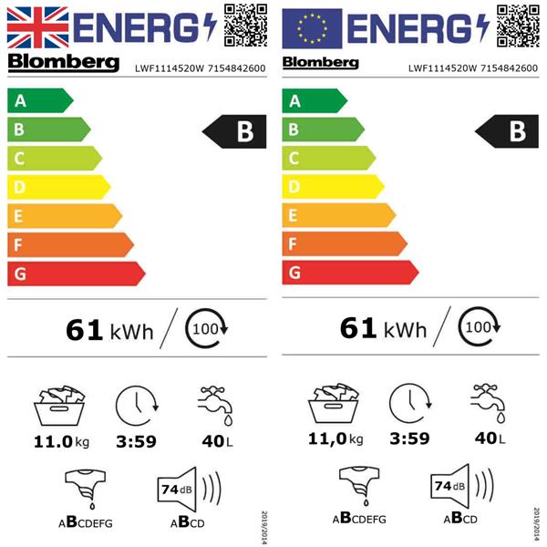 Blomberg 11kg 1400 Spin Washing Machine | LWF1114520W - WASHING MACHINE WASHER - Beattys of Loughrea