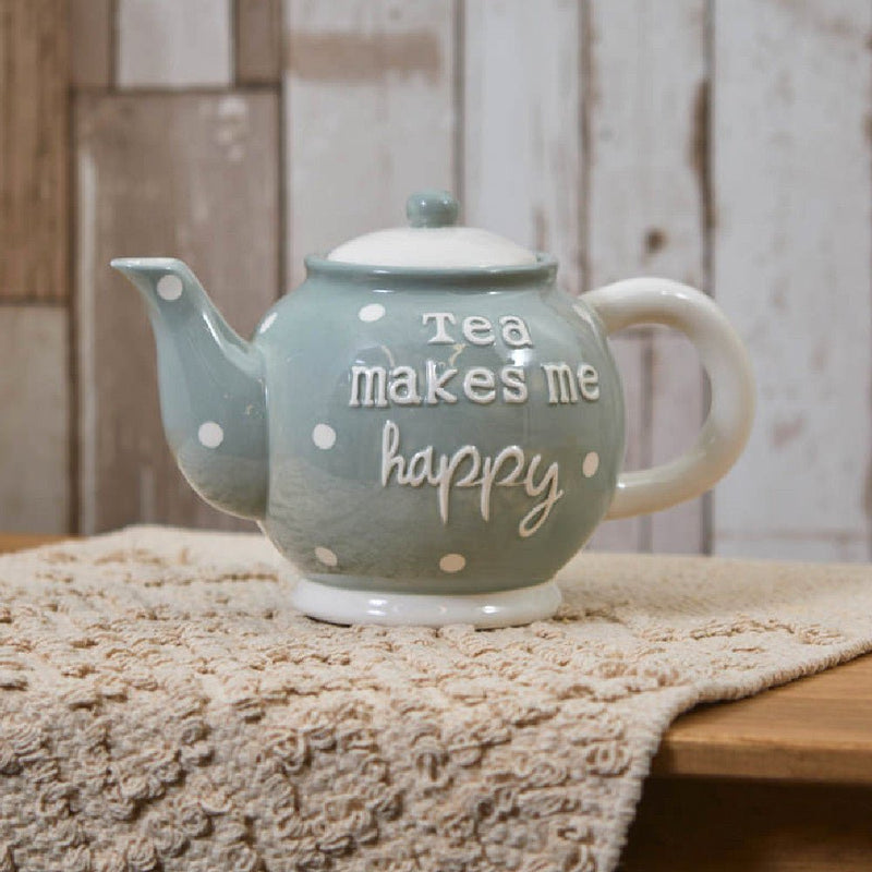 Spot 'Tea makes me happy' Ceramic Teapot - S/S TEAPOT/JUG - Beattys of Loughrea