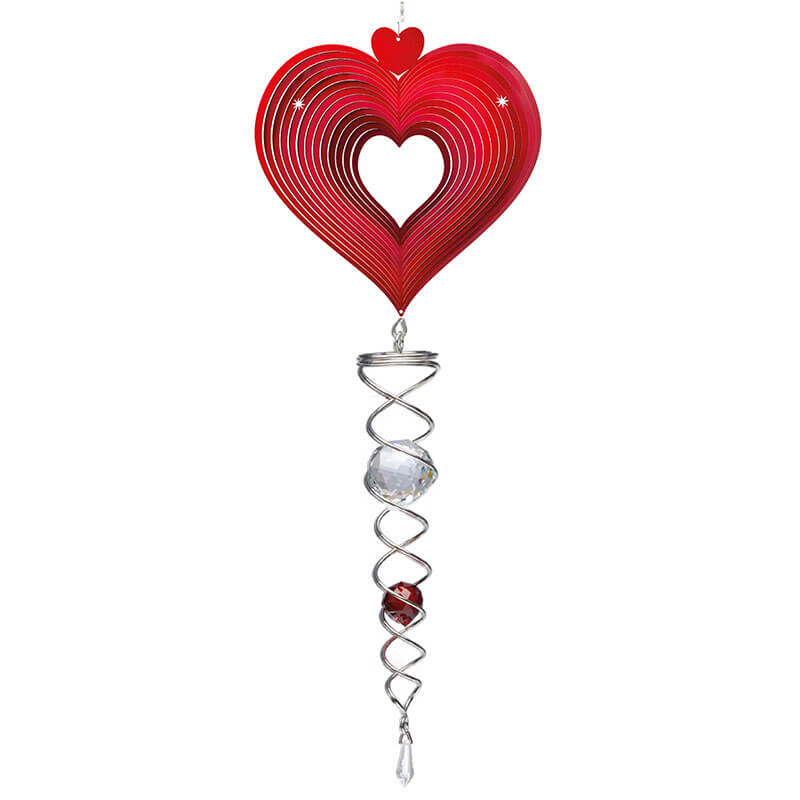 Heart Red Artist Crystal Tail Wind Spinner - SOLAR / GARDEN ORNAMENTS - Beattys of Loughrea