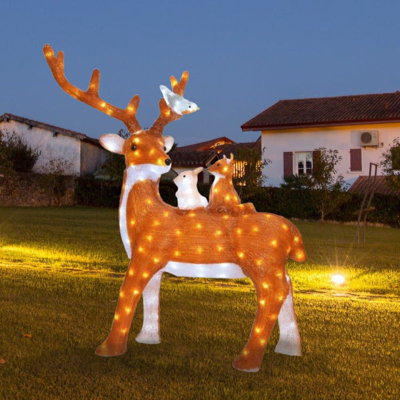 95cm Acrylic Standing Brown Reindeer 140LED - XMAS LIGHTED OUTDOOR DECOS - Beattys of Loughrea