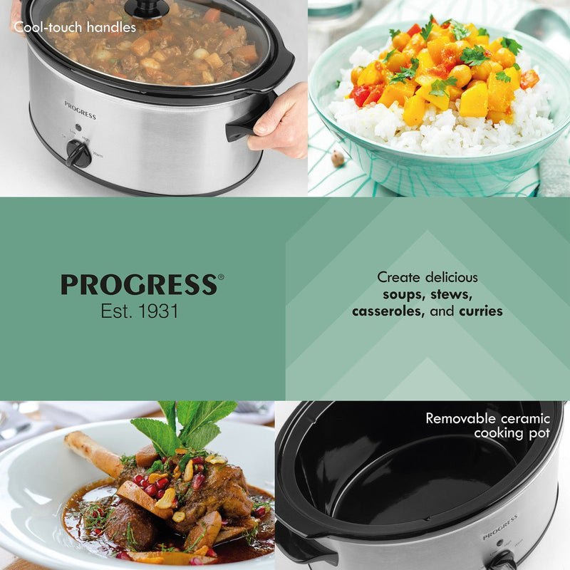 Progress 6.5L Oval Slow Cooker - 300 W - DEEP FAT FRYERS/ AIR FRYER - Beattys of Loughrea