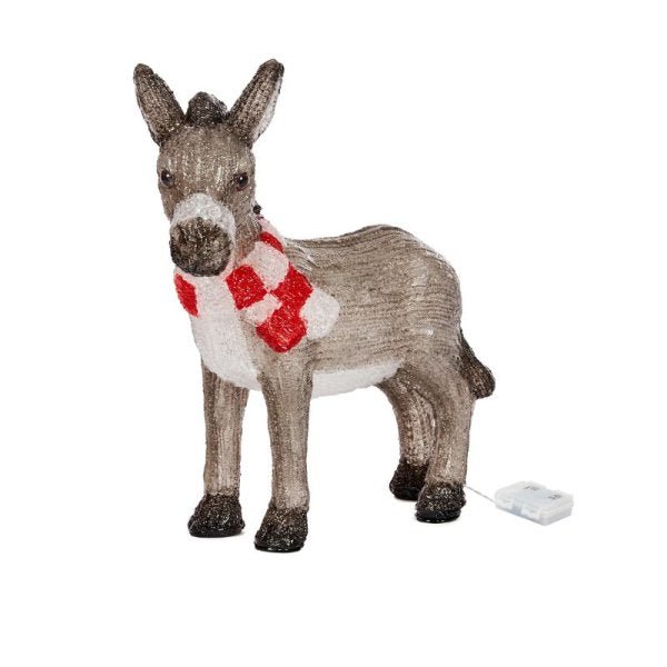 InLit Ice Nativity Donkey Battery Operated 34cm - XMAS ROOM DECORATION LARGE AND LIGHT UP - Beattys of Loughrea