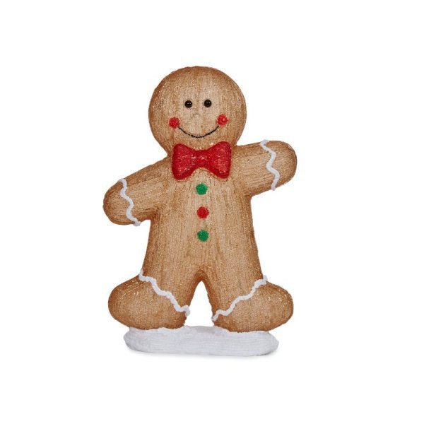 InLit Ice Gingerbread Boy 45cm Battery Operated - XMAS ROOM DECORATION LARGE AND LIGHT UP - Beattys of Loughrea