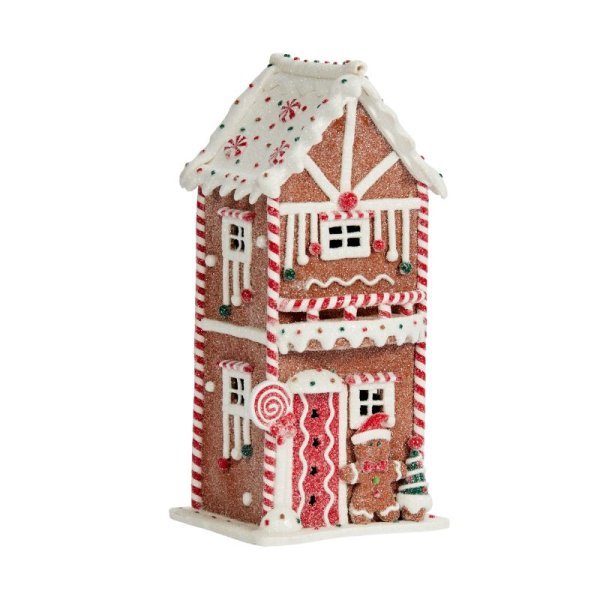 Gingerbread CandyHome 29cm Battery Operated - XMAS CERAMIC WOOD RESIN GLASS ORNAMENTS - Beattys of Loughrea