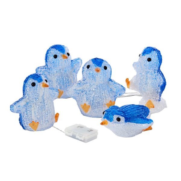 InLit Ice Penguins - Set of 5 Battery Operated - XMAS ROOM DECORATION LARGE AND LIGHT UP - Beattys of Loughrea