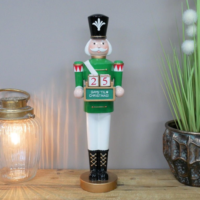 Christmas Countdown Nutcracker Soldier 45cm - XMAS CERAMIC WOOD RESIN GLASS ORNAMENTS - Beattys of Loughrea