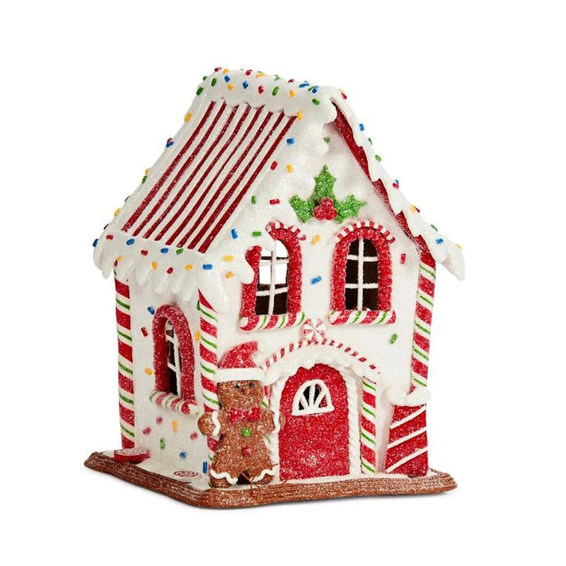 LED Gingerbread House 20x14x14cm - XMAS CERAMIC WOOD RESIN GLASS ORNAMENTS - Beattys of Loughrea