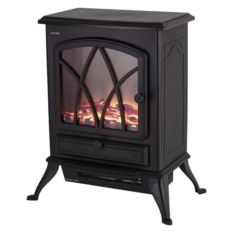 Warmlite 2Kw Electric Stove Heater Led Log Flame Effect - Black - ELEC FIRES - Beattys of Loughrea