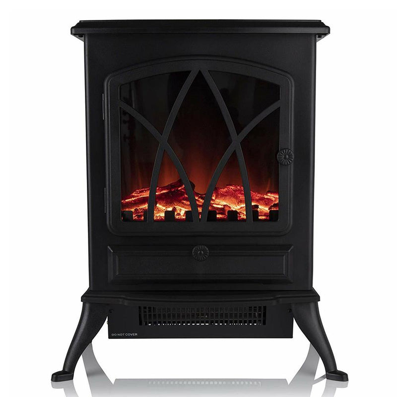 Warmlite 2Kw Electric Stove Heater Led Log Flame Effect - Black - ELEC FIRES - Beattys of Loughrea