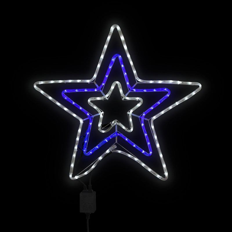 LED Star Rope Light Silhouette Blue & White Mains Operated - XMAS ROOM DECORATION LARGE AND LIGHT UP - Beattys of Loughrea