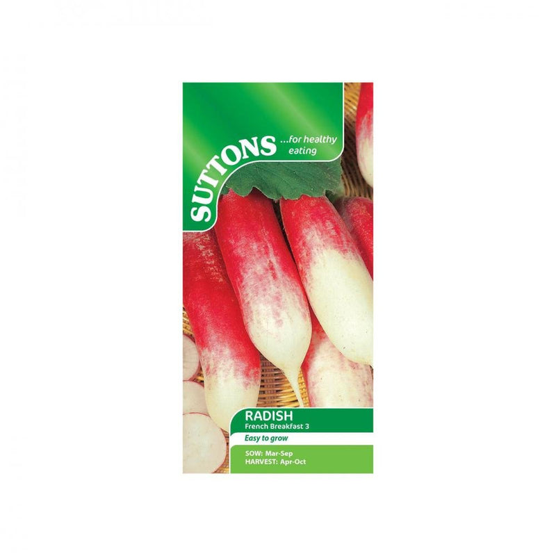 Suttons Radish French Breakfast 3 176515 - SEED VEG & FLOWER - Beattys of Loughrea