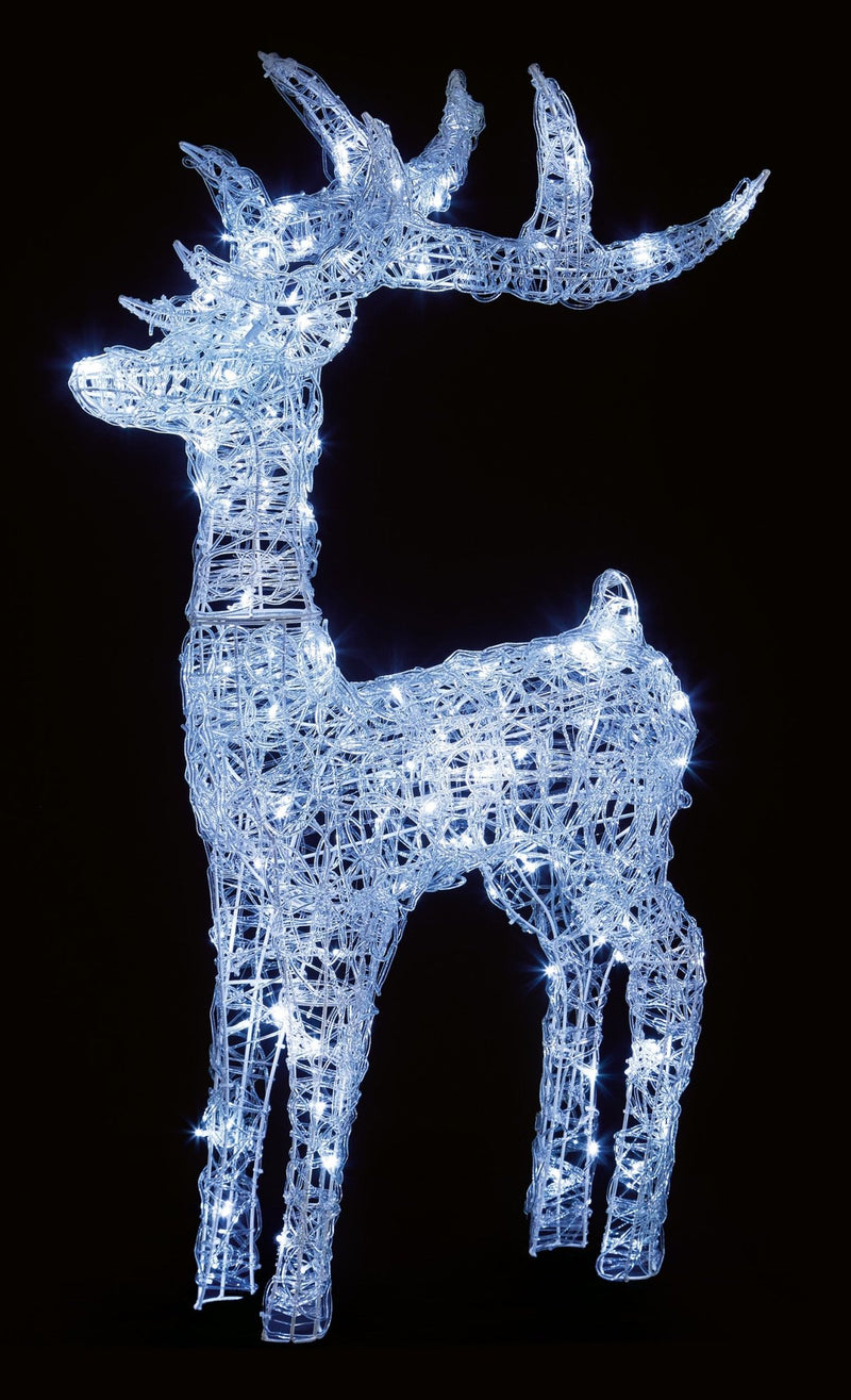 160LED WHITE SOFT ACRYLIC REINDEER 1.15M - XMAS LIGHTED OUTDOOR DECOS - Beattys of Loughrea