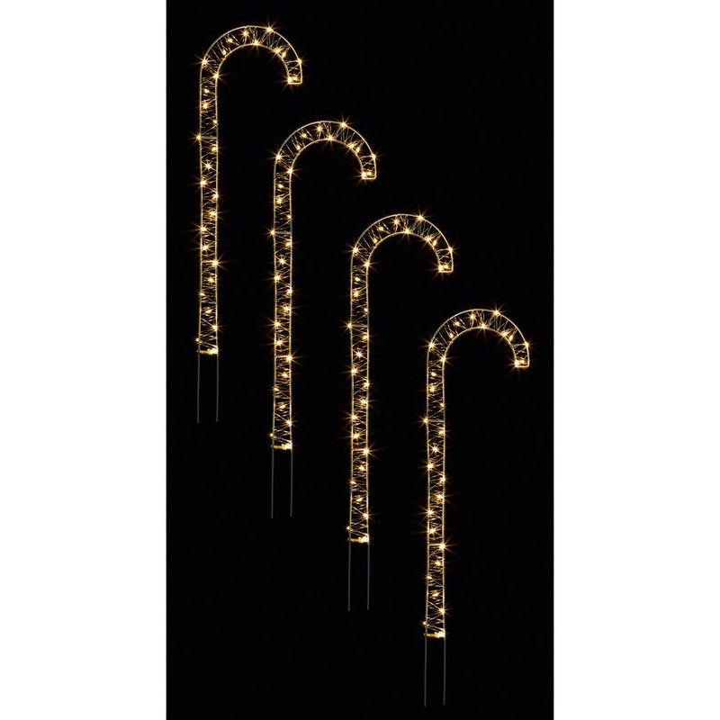 LED Pin Wire Candy Cane Path Finders - Set of 4 - XMAS LIGHTED OUTDOOR DECOS - Beattys of Loughrea