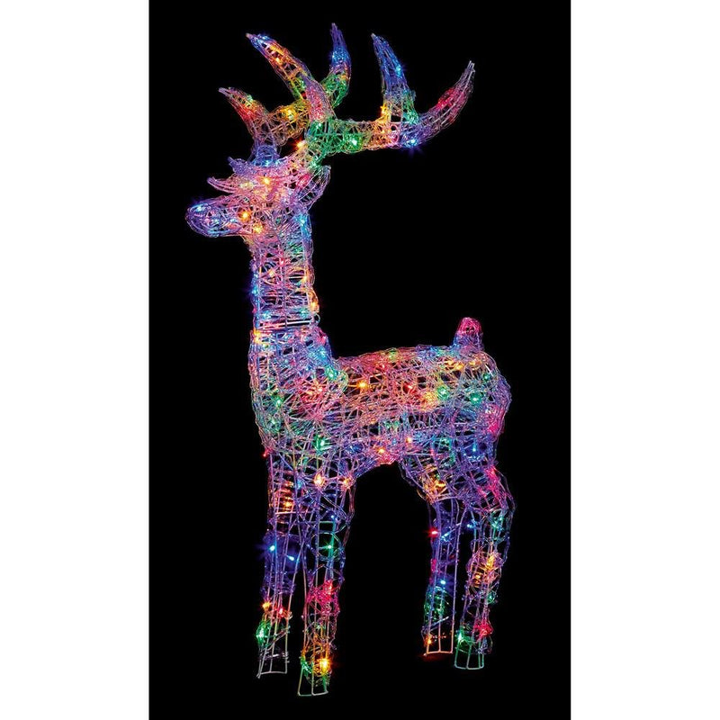 LED Multi-Action Soft Acrylic Reindeer Multi-Coloured - 1.15m - XMAS LIGHTED OUTDOOR DECOS - Beattys of Loughrea