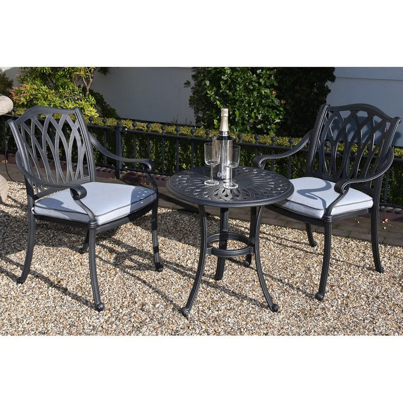 Hartmann Florence Cast Aluminium 2 Seater Bistro Set - Antique Grey - BISTRO SET 2 PERSON - Beattys of Loughrea