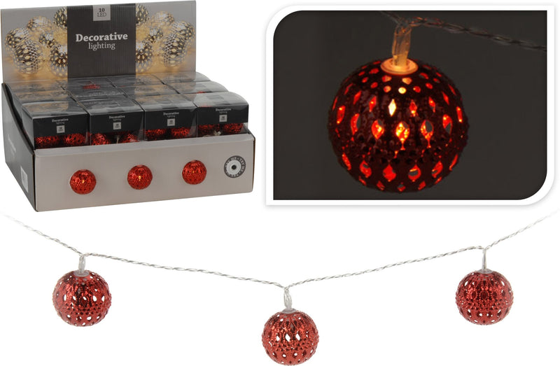 Led Chain With 10 Balls Red - XMAS BATTERY OPERATED LIGHTS - Beattys of Loughrea