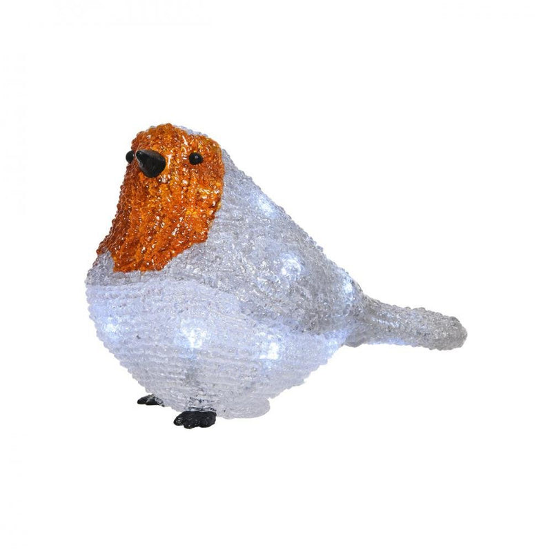 LED Acylic Robin - 14cm - XMAS ROOM DECORATION LARGE AND LIGHT UP - Beattys of Loughrea