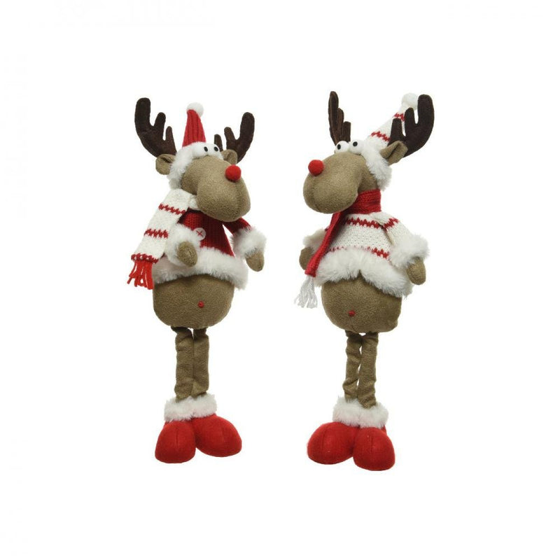 Plush Standing Deer with Hat & Scarf 2 Assorted - 43cm - XMAS SOFT DECOS - Beattys of Loughrea