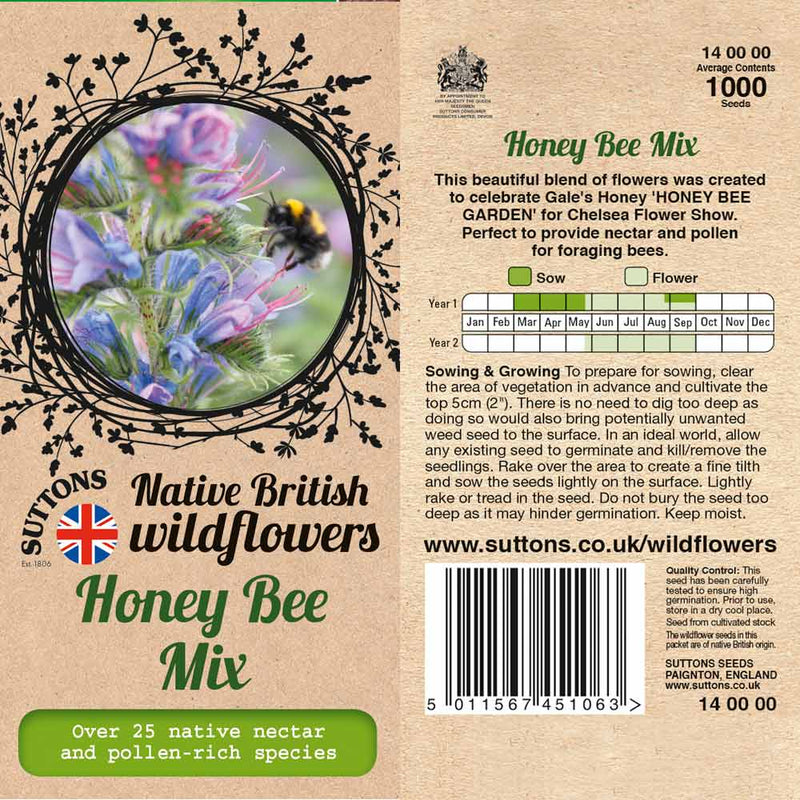 Suttons Honey Bee Mix - SEED VEG & FLOWER - Beattys of Loughrea