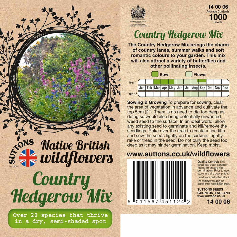 Suttons Country Hedgerow Mix - SEED VEG & FLOWER - Beattys of Loughrea