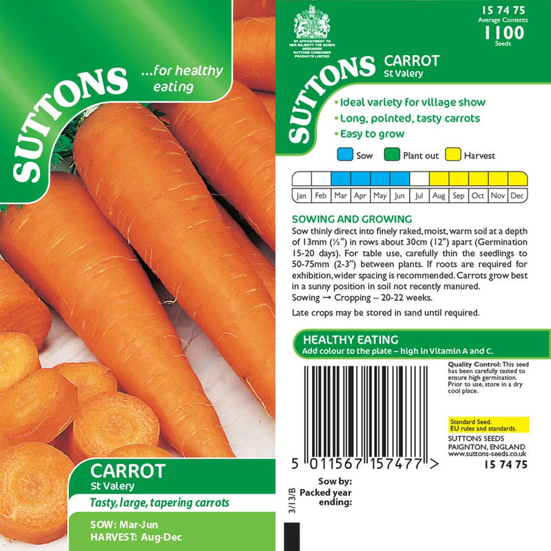 Suttons Carrot St Valery 157475 - SEED VEG & FLOWER - Beattys of Loughrea